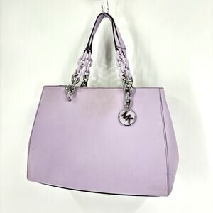MICHAEL KORS Cynthia Convertible Satchel Purple Crossbody Dual Chain Handles